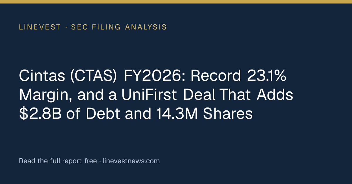 Cintas (CTAS) FY2026: Record 23.1% Margin, and a UniFirst Deal That Adds $2.8B of Debt and 14.3M Shares