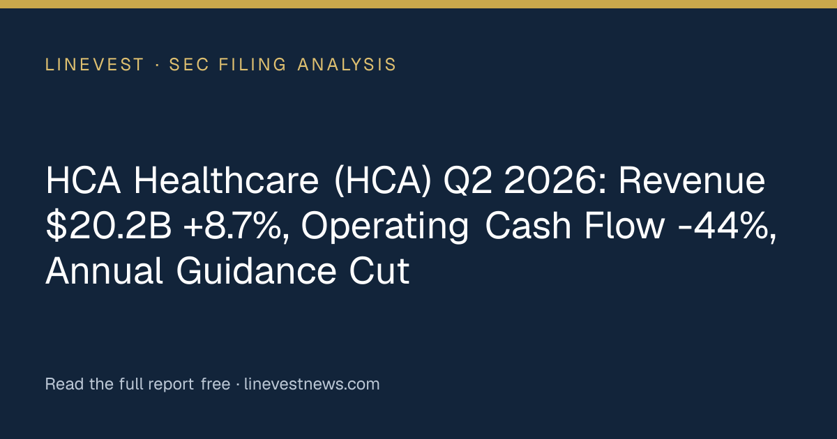 HCA Healthcare (HCA) Q2 2026: Revenue $20.2B +8.7%, Operating Cash Flow -44%, Annual Guidance Cut
