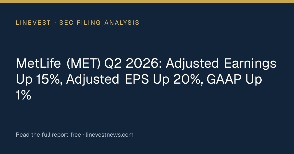 MetLife (MET) Q2 2026: Adjusted Earnings Up 15%, Adjusted EPS Up 20%, GAAP Up 1%