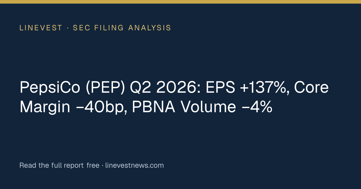 PepsiCo (PEP) Q2 2026: EPS +137%, Core Margin −40bp, PBNA Volume −4%