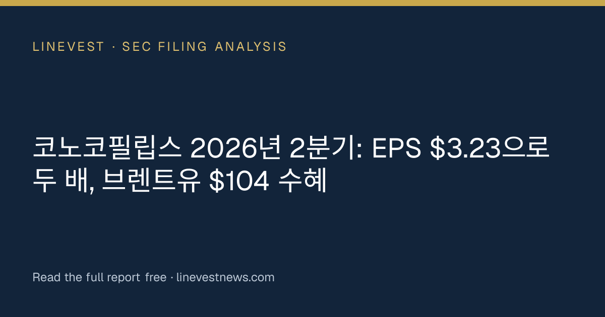 코노코필립스 2026년 2분기: EPS $3.23으로 두 배, 브렌트유 $104 수혜