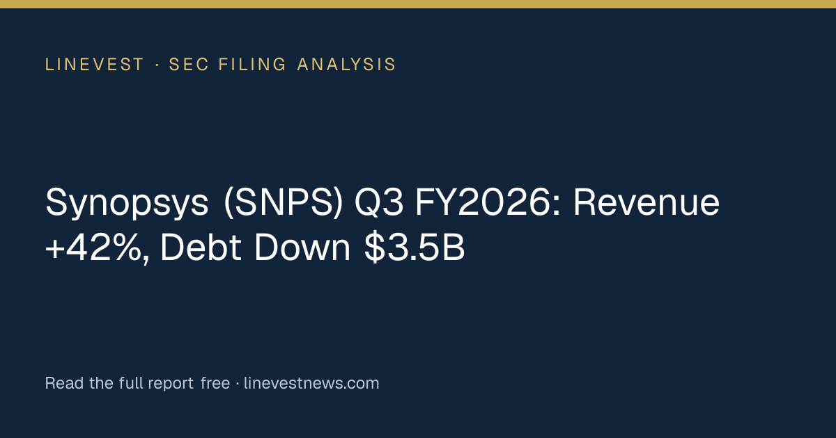 Synopsys (SNPS) Q3 FY2026: Revenue +42%, Debt Down $3.5B