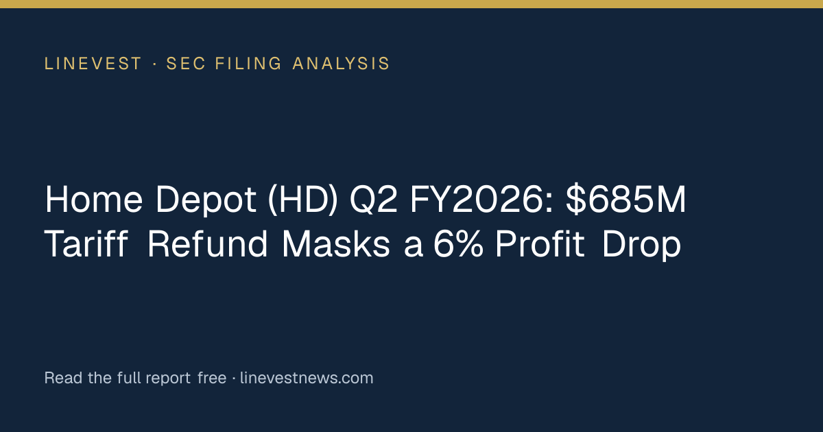 Home Depot (HD) Q2 FY2026: $685M Tariff Refund Masks a 6% Profit Drop