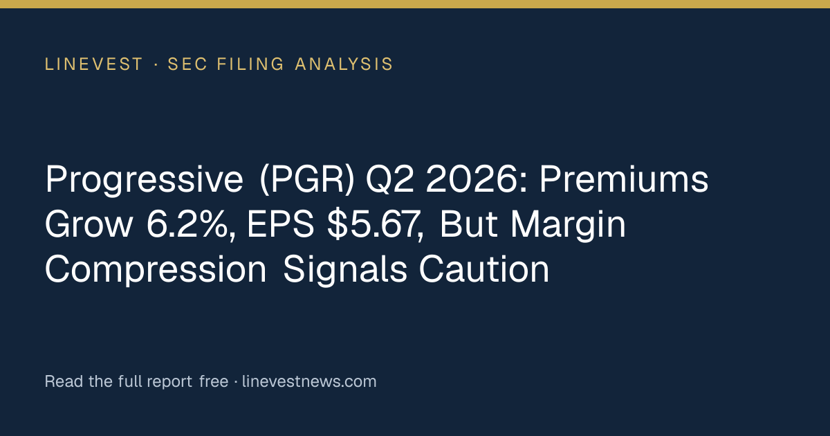Progressive (PGR) Q2 2026: Premiums Grow 6.2%, EPS $5.67, But Margin Compression Signals Caution