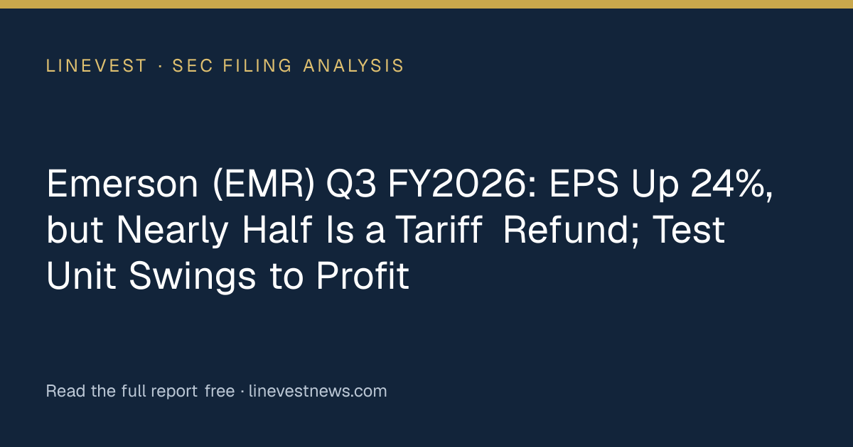 Emerson (EMR) Q3 FY2026: EPS Up 24%, but Nearly Half Is a Tariff Refund; Test Unit Swings to Profit