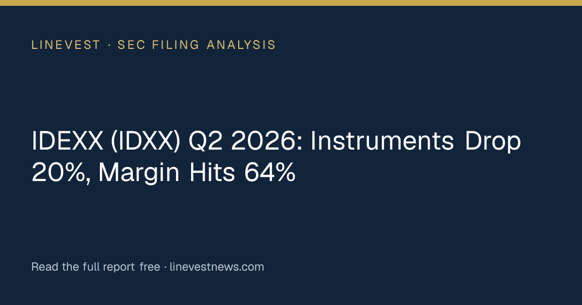 IDEXX (IDXX) Q2 2026: Instruments Drop 20%, Margin Hits 64%