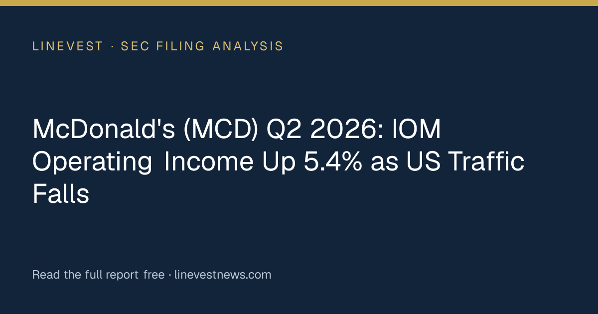 McDonald's (MCD) Q2 2026: IOM Operating Income Up 5.4% as US Traffic Falls