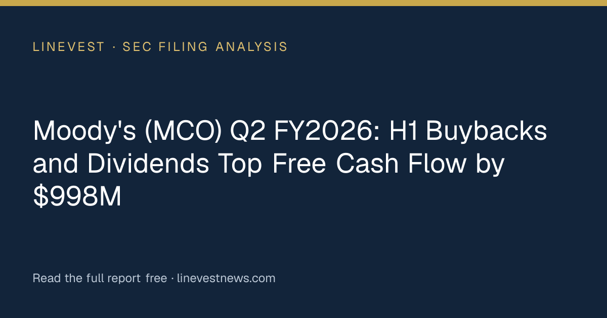 Moody's (MCO) Q2 FY2026: H1 Buybacks and Dividends Top Free Cash Flow by $998M