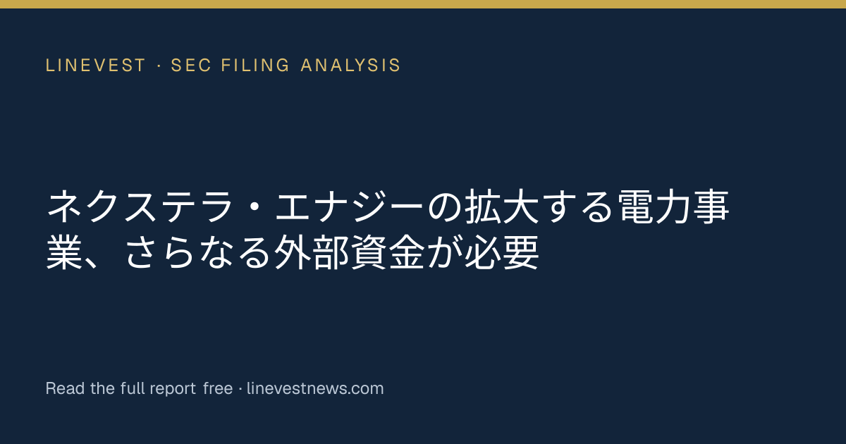 ネクステラ・エナジーの拡大する電力事業、さらなる外部資金が必要