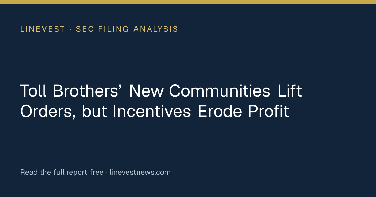 Toll Brothers’ New Communities Lift Orders, but Incentives Erode Profit