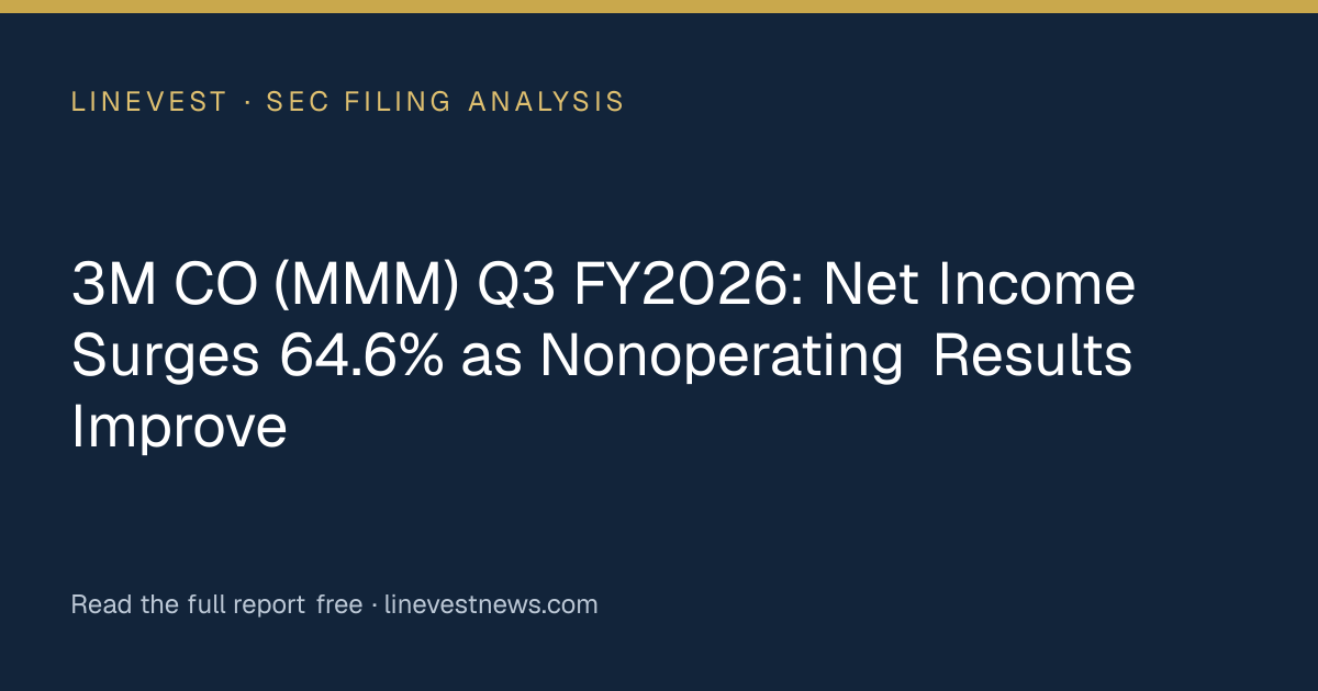3M CO (MMM) Q3 FY2026: Net Income Surges 64.6% as Nonoperating Results Improve