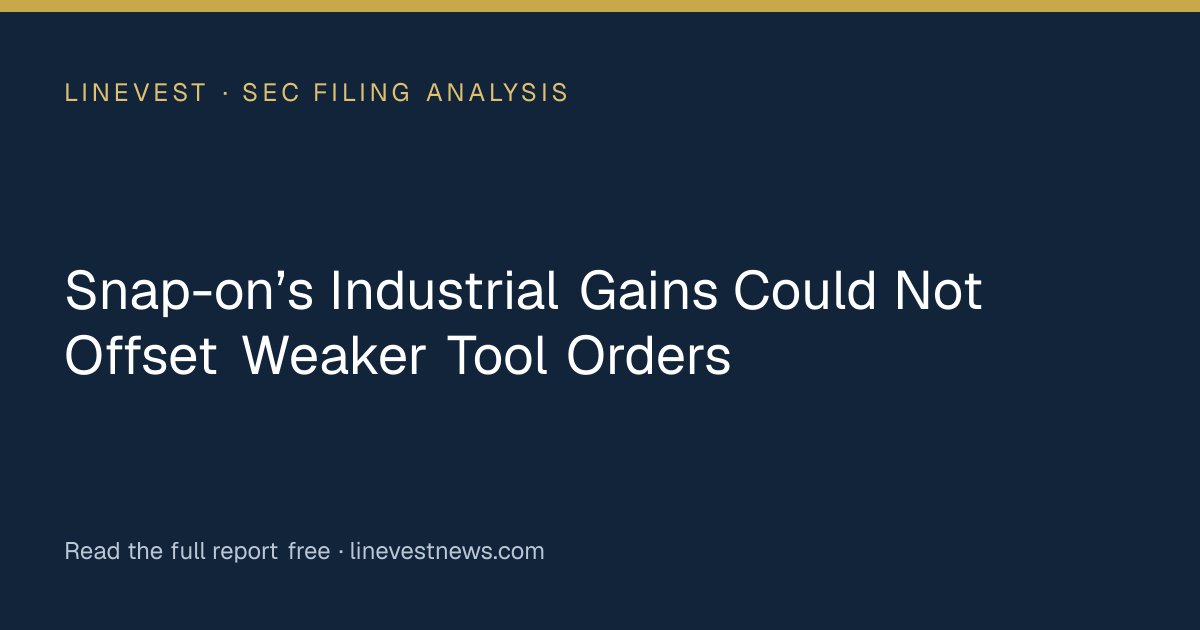 Snap-on’s Industrial Gains Could Not Offset Weaker Tool Orders