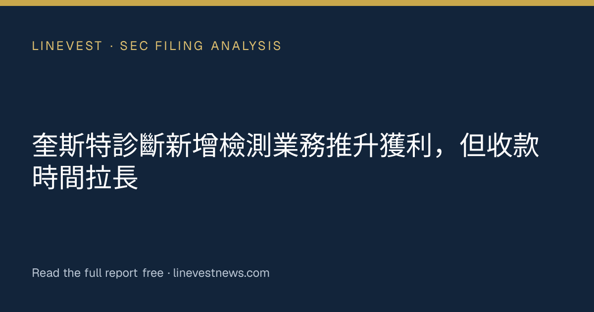 奎斯特診斷新增檢測業務推升獲利，但收款時間拉長