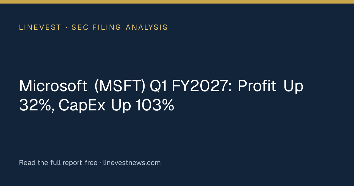 Microsoft (MSFT) Q1 FY2027: Profit Up 32%, CapEx Up 103%